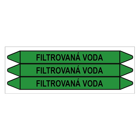 Značení potrubí, filtrovaná voda,3 ks, 355 × 37 mm